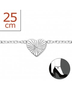 Mon-bijou - H6404 - Chaîne cheville coeur en argent 925/1000