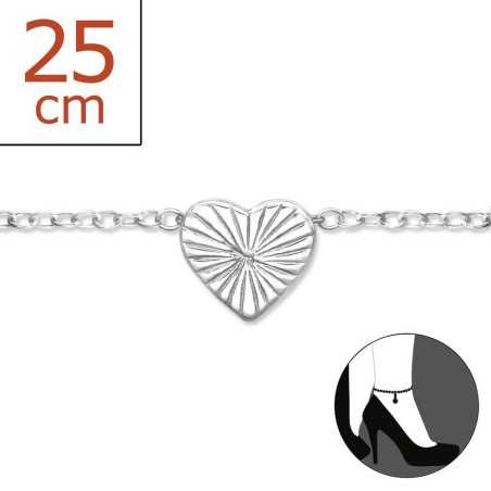 Mon-bijou - H6404 - Chaîne cheville coeur en argent 925/1000