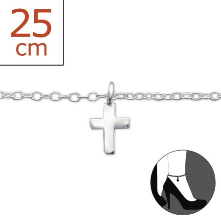 Mon-bijou - H1501z - Chaîne cheville croix en argent 925/1000