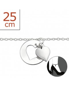 Mon-bijou - H1605z - Chaîne cheville coeur en argent 925/1000