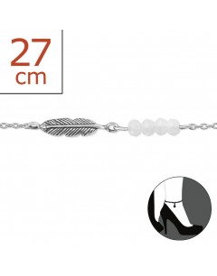 Mon-bijou - H1974z - Chaîne cheville plume en argent 925/1000