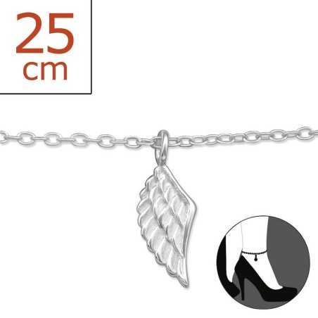 Chaîne cheville aile ange en argent 925