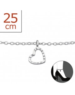 Mon-bijou - H6294z - Chaîne cheville coeur en argent 925/1000