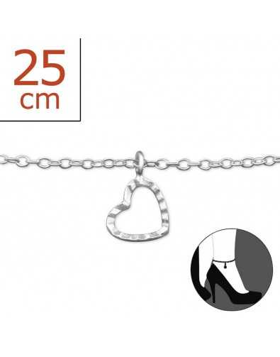 Chaîne cheville coeur en argent 925