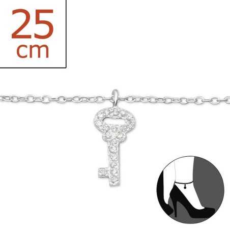 Chaîne cheville clé en argent 925