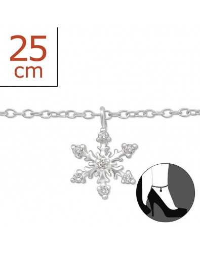 Chaîne cheville étoile de neige en argent 925