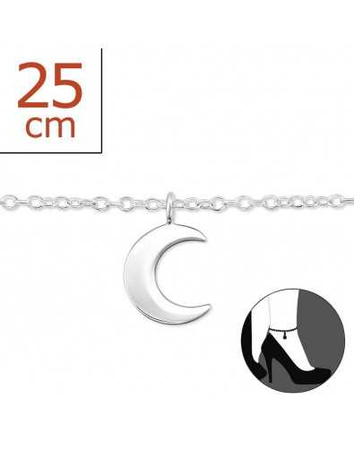 Chaîne cheville lune en argent 925