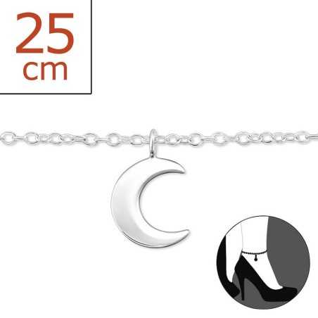 Chaîne cheville lune en argent 925