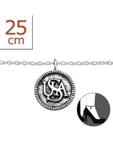 Chaîne cheville usa en argent 925