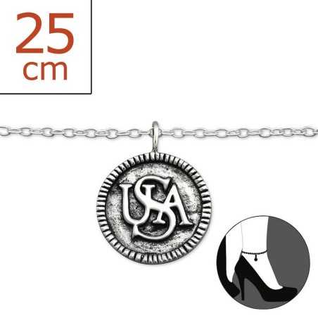 Chaîne cheville usa en argent 925