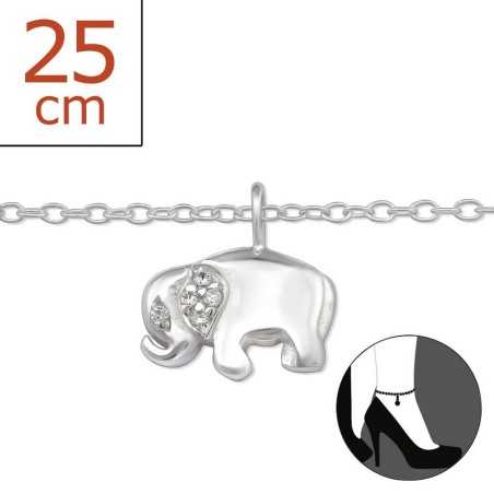 Chaîne cheville éléphant en argent 925