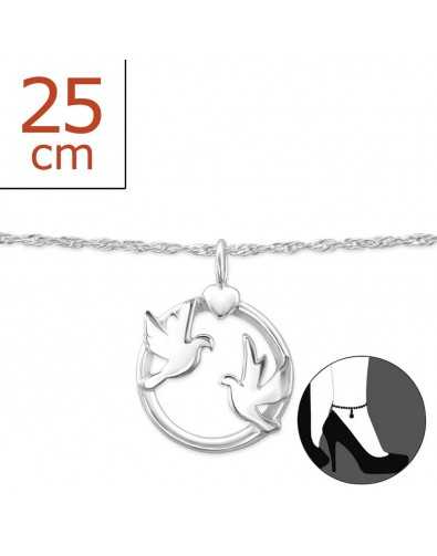 Chaîne cheville hirondelles en argent 925