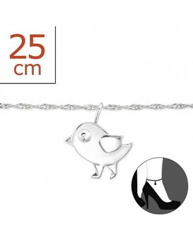 Chaîne cheville petit oiseau en argent 925