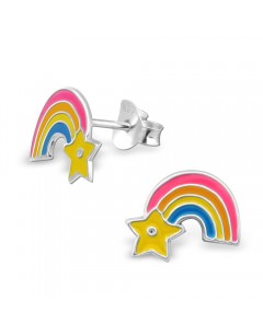 Boucle d'oreille arc-en-ciel en argent