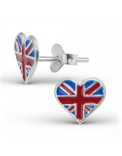 Boucle d'oreille drapeau union jack en argent