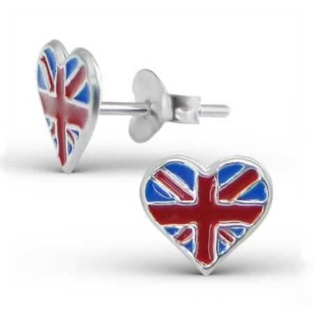 Boucle d'oreille drapeau union jack en argent 925