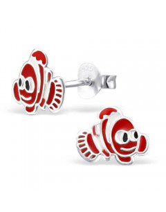 Boucle d'oreille poisson exotique en argent