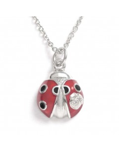 Mon-bijou - D1832 - Jolie collier coccinelle en acier inoxydable argenté