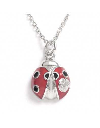 Collier coccinelle en acier inoxydable argenté