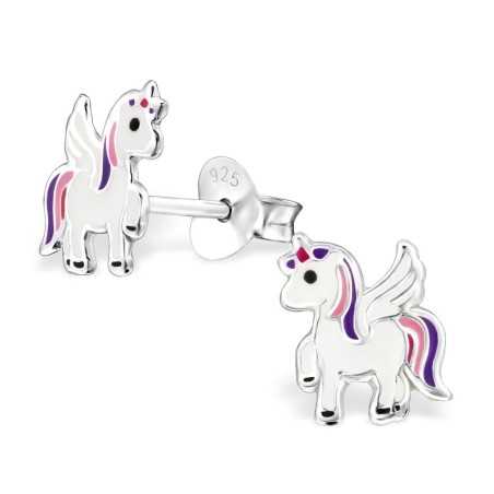 Boucle d'oreille licorne ailé en argent 925