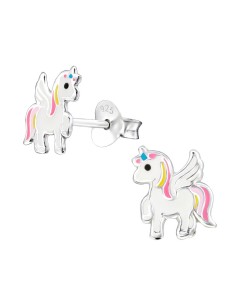 Mon-bijou - H33589 - Boucle d'oreille licorne ailé en argent 925/1000