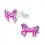 Boucle d'oreille cheval rose en argent 925