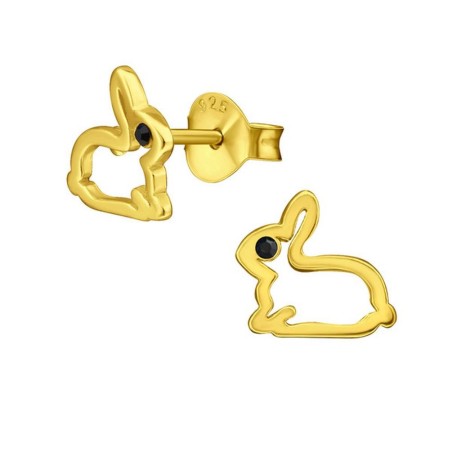 Mon-bijou - H23281 - Boucle d'oreille lapin dorée en argent 925/1000
