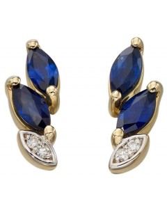 Mon-bijou - D2191 - Boucle d'oreille saphir et diamant en Or 375/1000