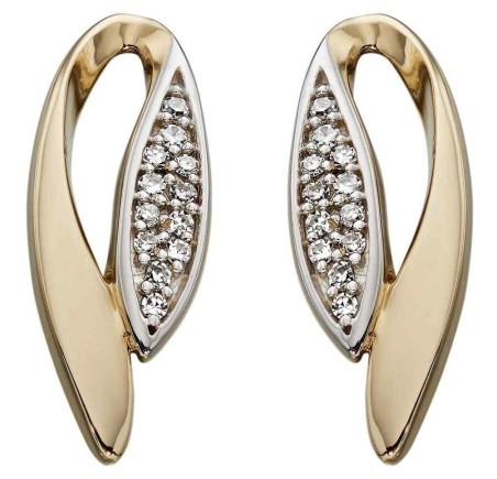 Mon-bijou - D2198a - Boucle d'oreille diamant en Or blanc et Or 375/1000