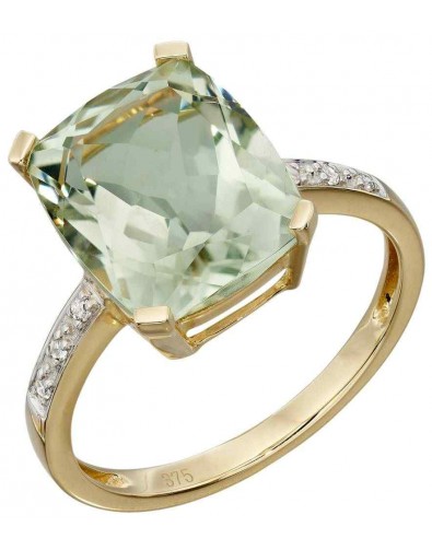 Mon-bijou - D543 - Bague diamant et améthyste vert en Or 375/1000