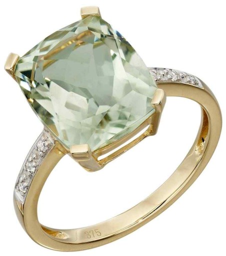 Mon-bijou - D543 - Bague diamant et améthyste vert en Or 375/1000