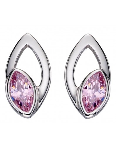 Mon-bijou - D5645 - Boucle d'oreille cristal rose en argent 925/1000
