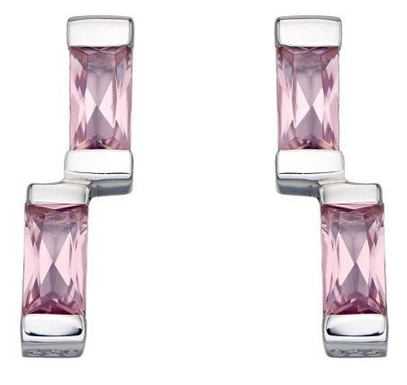 Mon-bijou - D5661 - Boucle d'oreille cristal rose en argent 925/1000