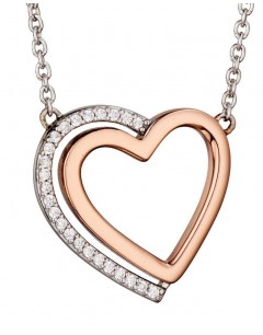 Mon-bijou - D4140 - Superbe Collier cœur plaqué Or rose en argent 925/1000