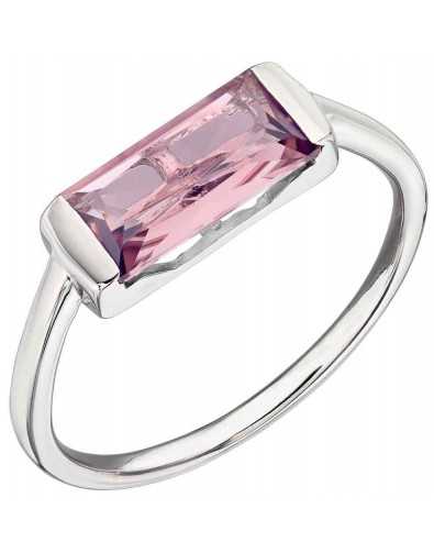 Bague cristal rose en argent 925