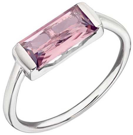 Mon-bijou - D3667c - Bague cristal rose en argent 925/1000