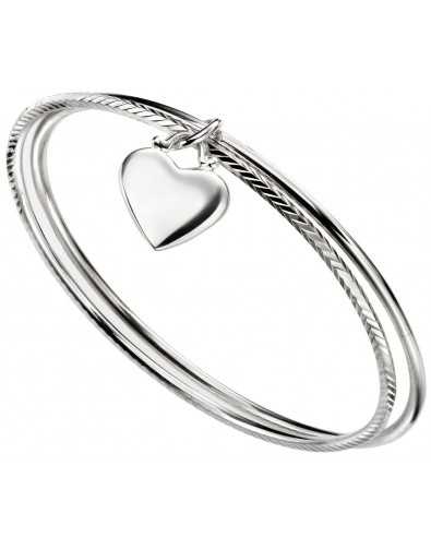 Bracelet cœur double anneaux en argent 925