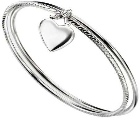 Bracelet cœur double anneaux en argent 925