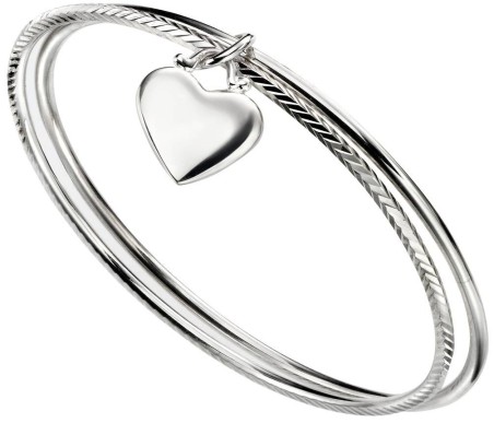 Mon-bijou - D5066 - Bracelet cœur double anneau en argent 925/1000