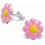 Boucle d'oreille fleur couleur rose en argent 925