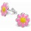 Mon-bijou - H15181 - Boucle d'oreille fleur couleur rose en argent 925/1000
