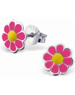 Mon-bijou - H18671 - Boucle d'oreille fleur en argent 925/1000