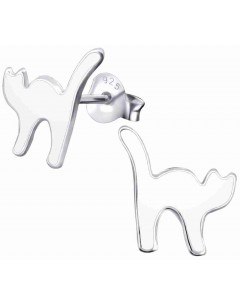 Mon-bijou - H19086 - Boucle d'oreille chat blanc en argent 925/1000