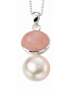 Mon-bijou - D4081 - Collier chic quartz rose en argent 925/1000