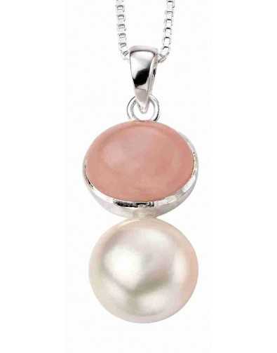 Collier chic quartz rose en argent 925