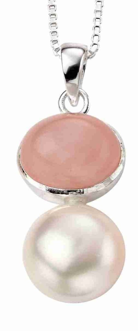 Mon-bijou - D4081 - Collier chic quartz rose en argent 925/1000