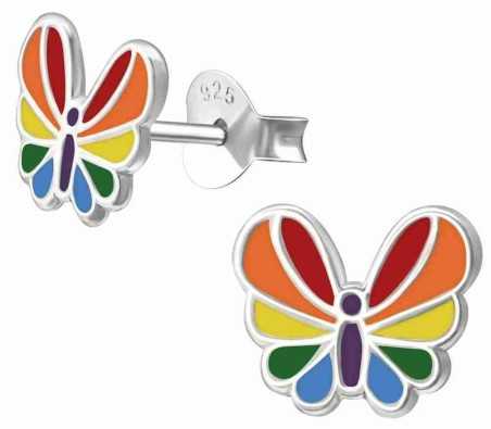 Boucle d'oreille papillon multicolore en argent 925