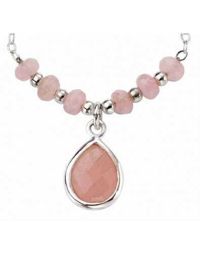 Collier tendance quartz rose en argent 925