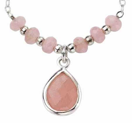 Collier tendance quartz rose en argent 925