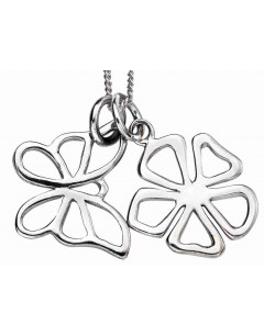 Mon-bijou - D4099 - Collier fleur et papillon en argent 925/1000